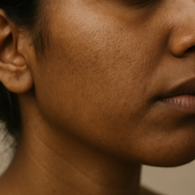 Close-up of dull, uneven-looking skin